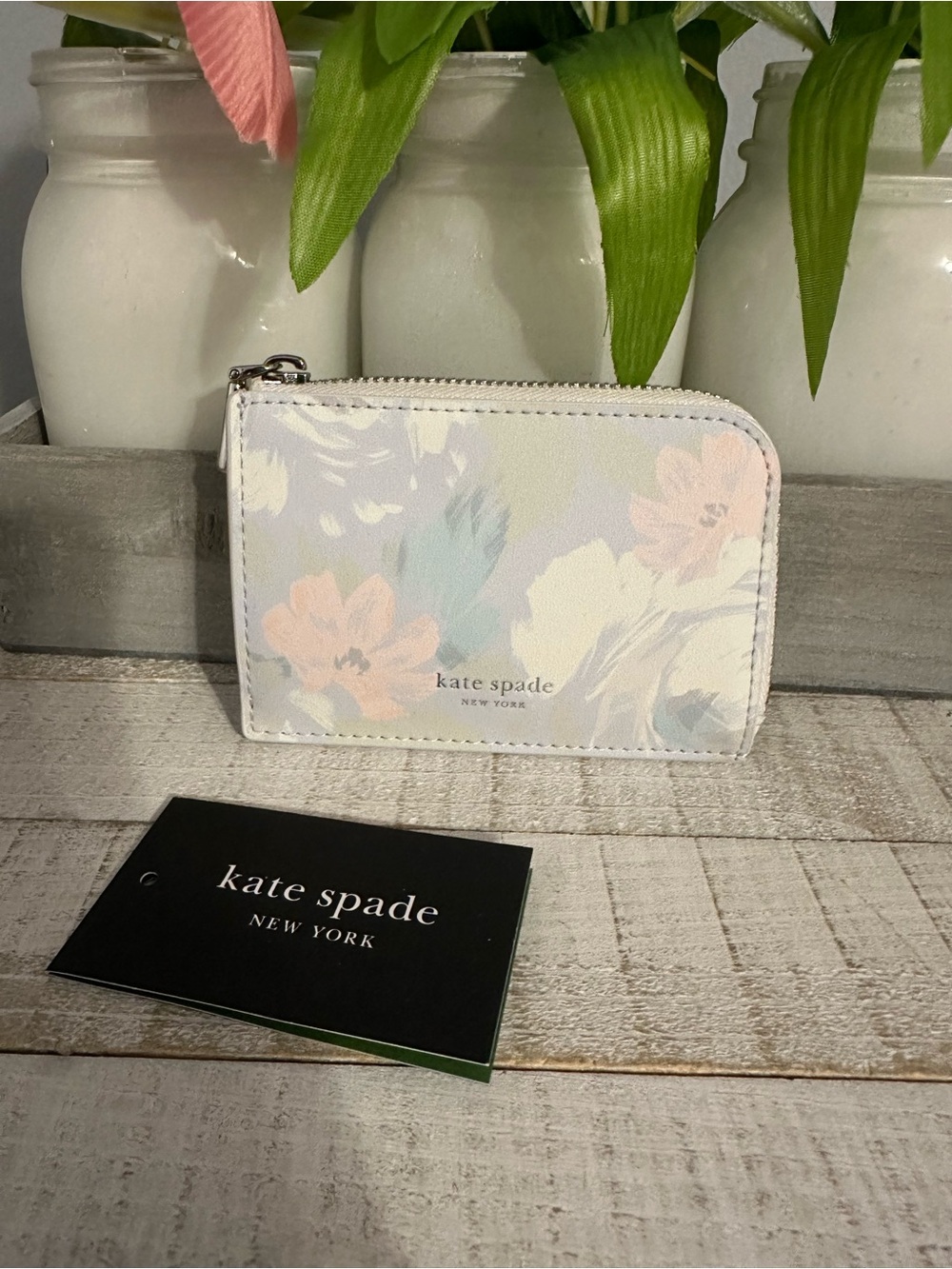 Nwt Kate spade hidden garden mini zip card case
